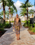 Jungle Fever Long Sleeve Dress - Mustard