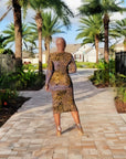 Jungle Fever Long Sleeve Dress - Mustard