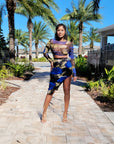 Blue Floral 2pc Skirt Set