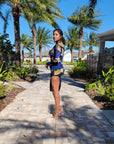 Blue Floral 2pc Skirt Set