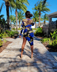 Blue Floral 2pc Skirt Set