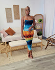 Ink Wash Crossback Midi Dress