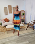 Ink Wash Crossback Midi Dress