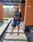 Blue Floral 2pc Skirt Set