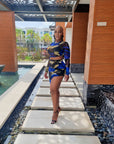 Blue Floral 2pc Skirt Set