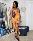 Flaming Desire Crossback Midi Dress
