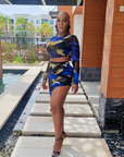 Blue Floral 2pc Skirt Set