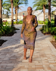 Jungle Fever Long Sleeve Dress - Mustard