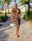Jungle Fever Velvet Short Sleeve Dress - Mustard