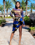 Blue Floral 2pc Skirt Set