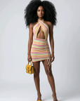 Karlie Stripe Halter Dress