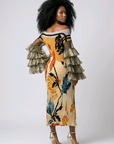 Painted Muse Ruffle Sleeve Dress