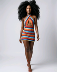 Karlie Stripe Halter Dress