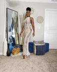 Nude Crochet Cover Up Halter Dress