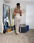 Nude Crochet Cover Up Halter Dress