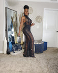 Black Crochet Cover Up Halter Dress