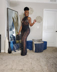 Black Crochet Cover Up Halter Dress