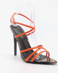 Leopard With Pink Strappy Stiletto Heel Sandals