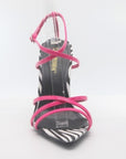 Zebra With Pink Strappy Stiletto Heel Sandals