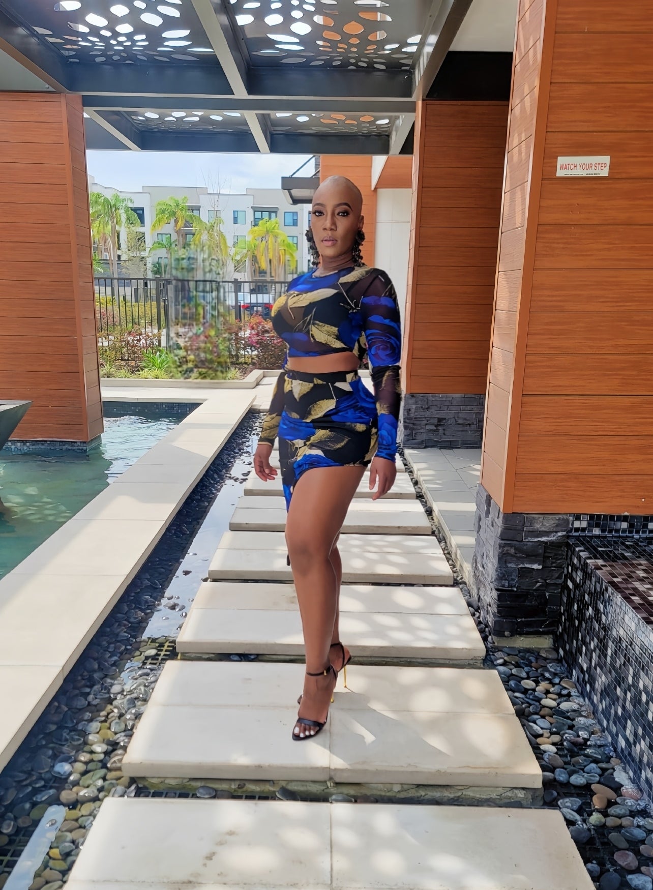 Blue Floral 2pc Skirt Set