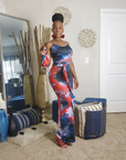 Halle Maxi Dress With Belt & Mask