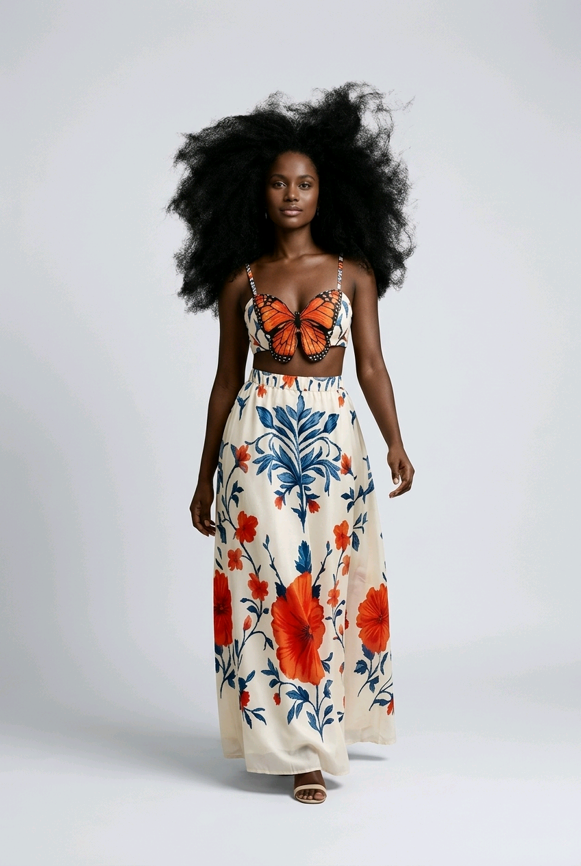 Butterfly Blossom Skirt Set