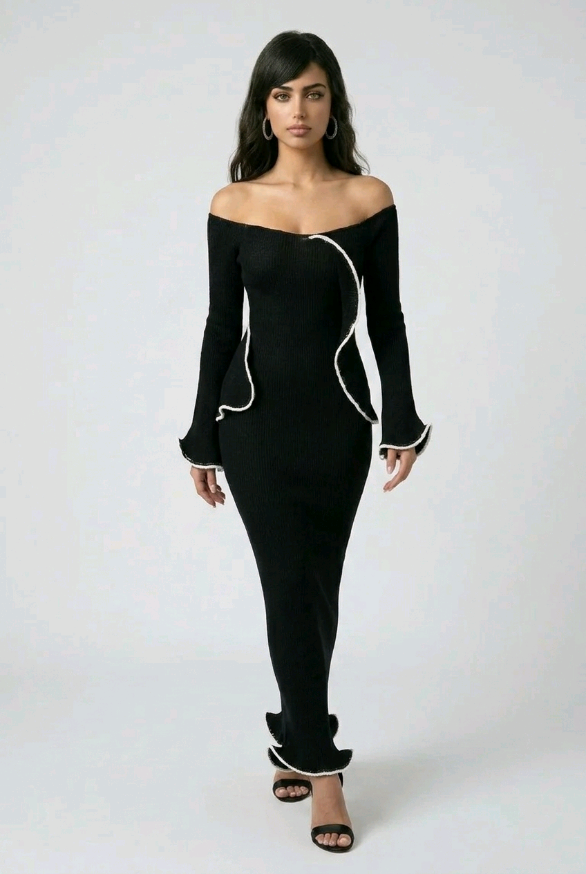 Black Swan Off Shoulder Dress