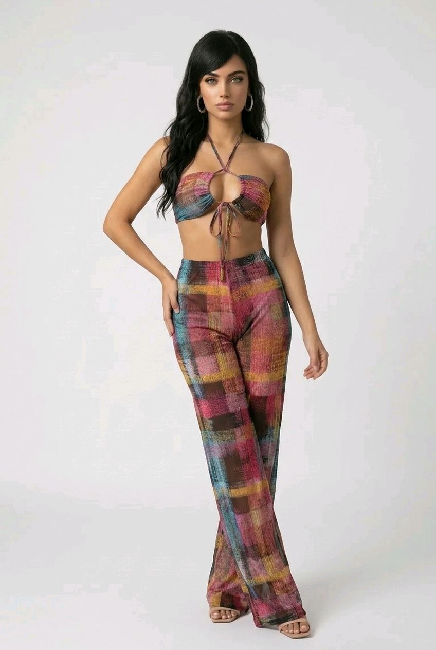 Plaid 3pc Pants Set