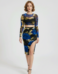 Blue Floral Skirt Set