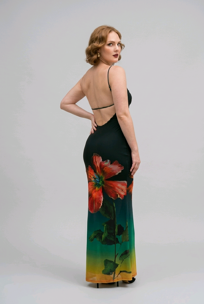 Ombre Floral Maxi Dress