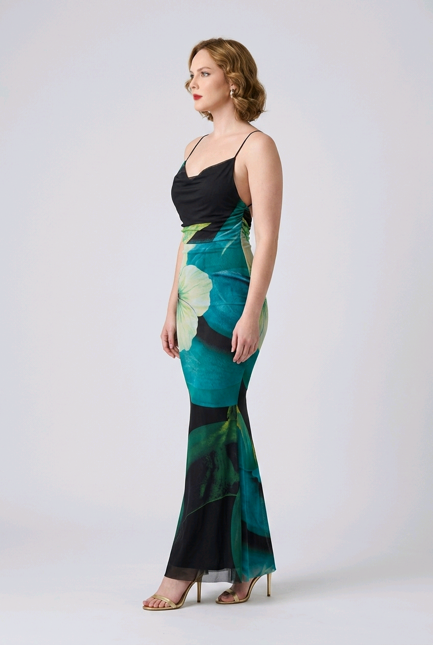 Emerald Bloom Maxi Dress
