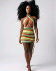 Karlie Stripe Halter Dress