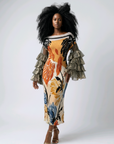 Painted Muse Ruffle Sleeve Dress
