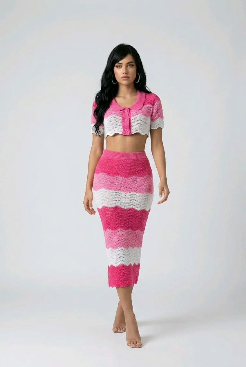 Sorbet Swirl Skirt Set - Pink