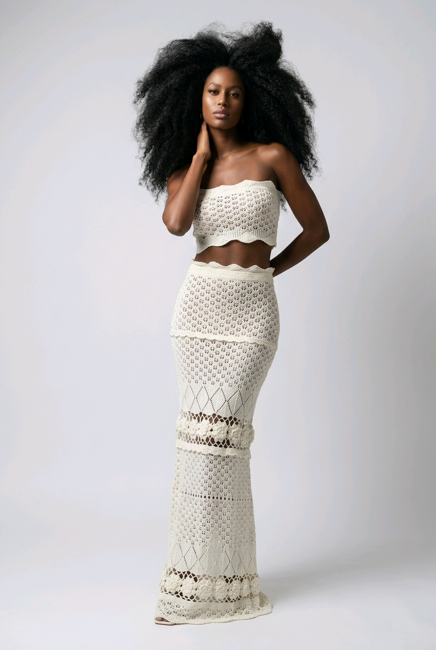 Santorini Crochet Skirt Set