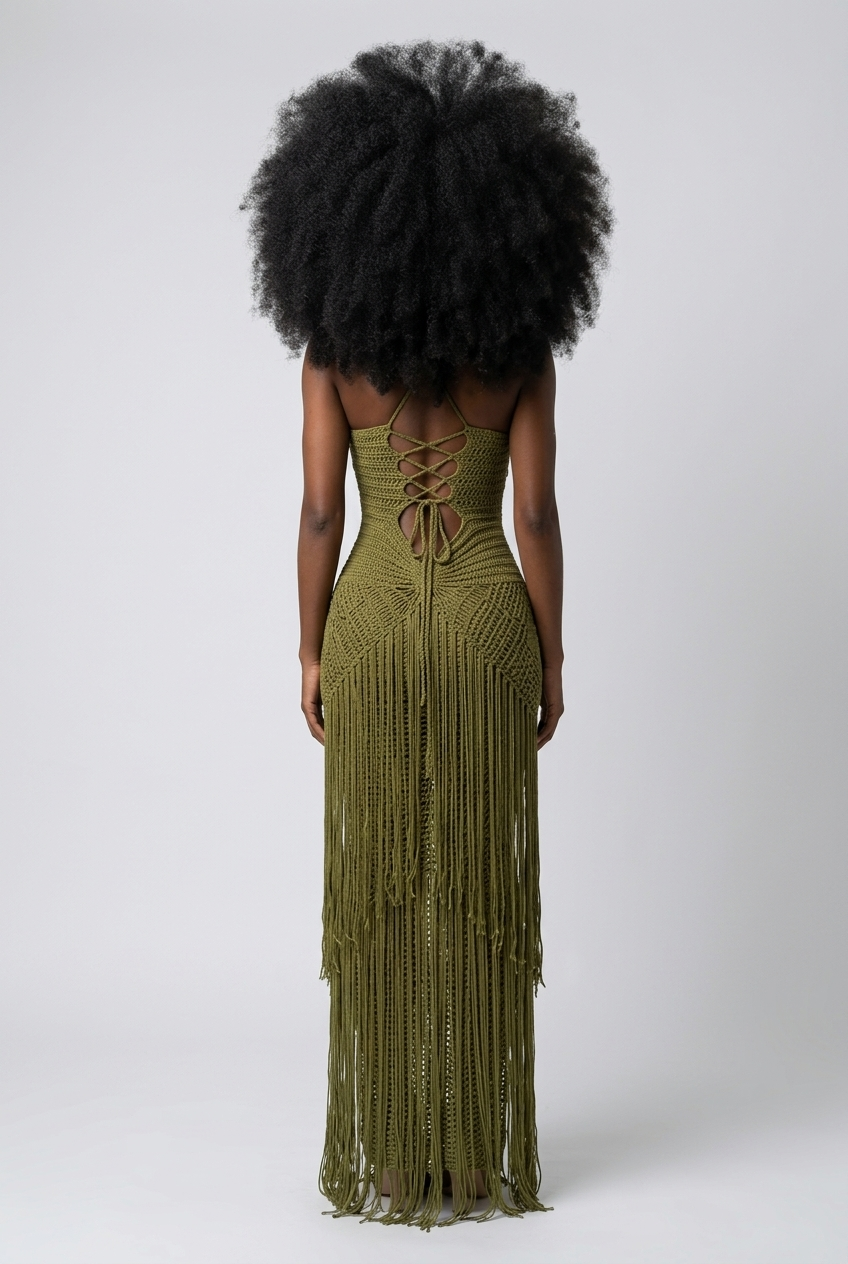 Maria Crochet Fringe Dress