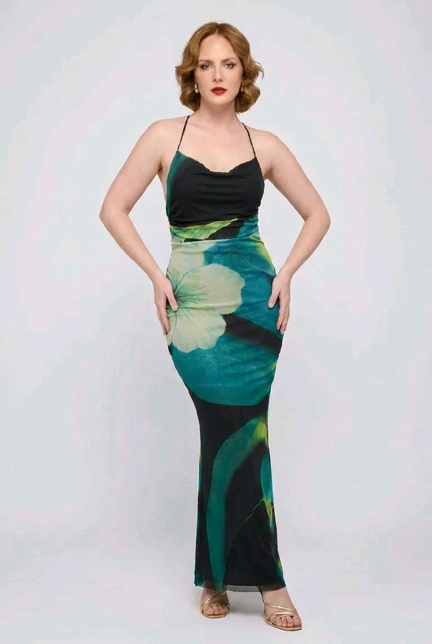 Emerald Bloom Maxi Dress