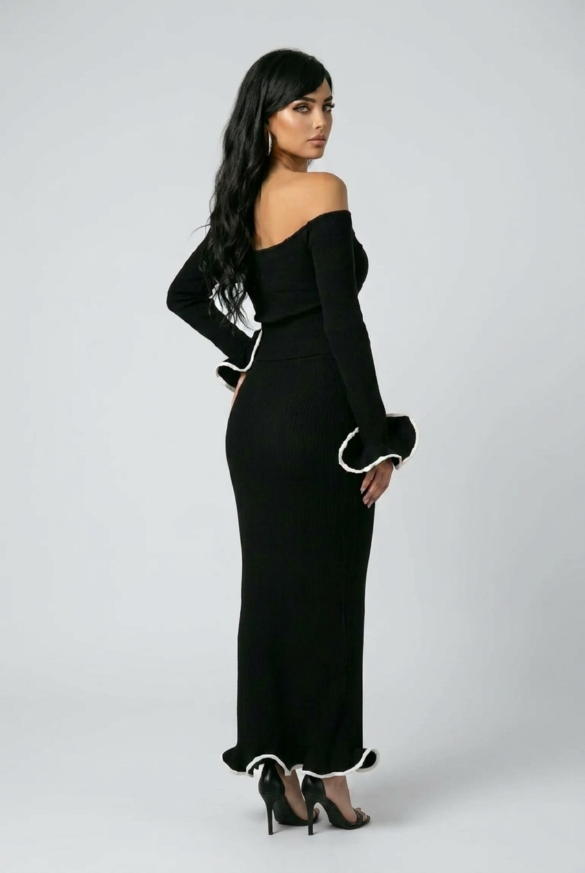 Black Swan Off Shoulder Dress