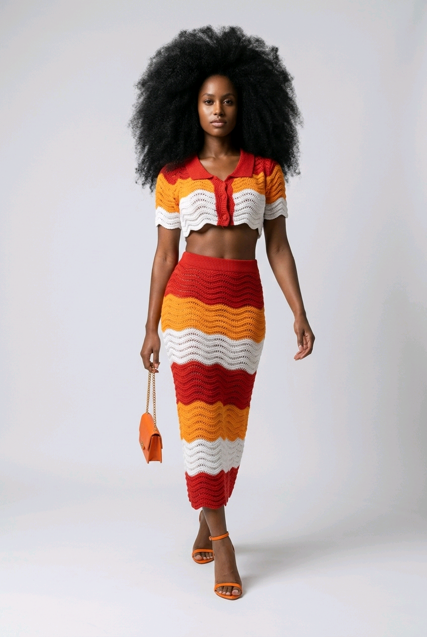 Sorbet Swirl Skirt Set - Red