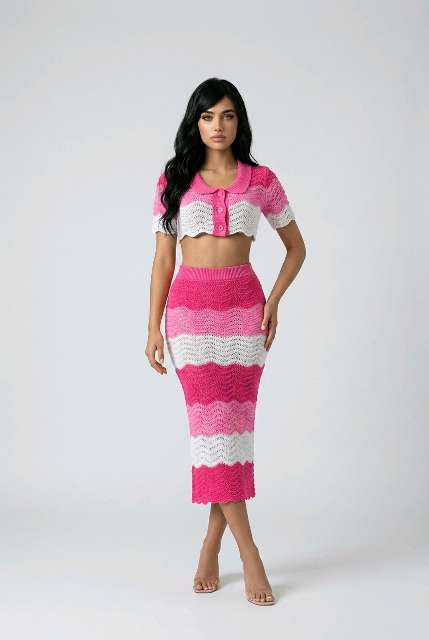 Sorbet Swirl Skirt Set - Pink