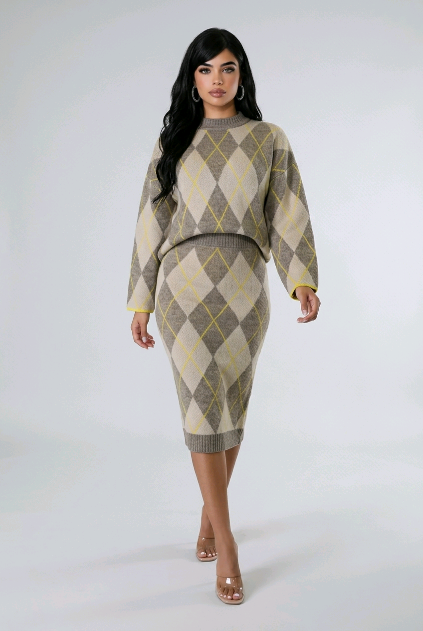 Argyle Skirt Set