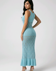 Aqua Breeze Crochet Maxi Dress