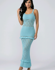 Aqua Breeze Crochet Maxi Dress