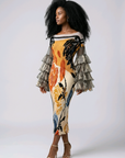 Painted Muse Ruffle Sleeve Dress