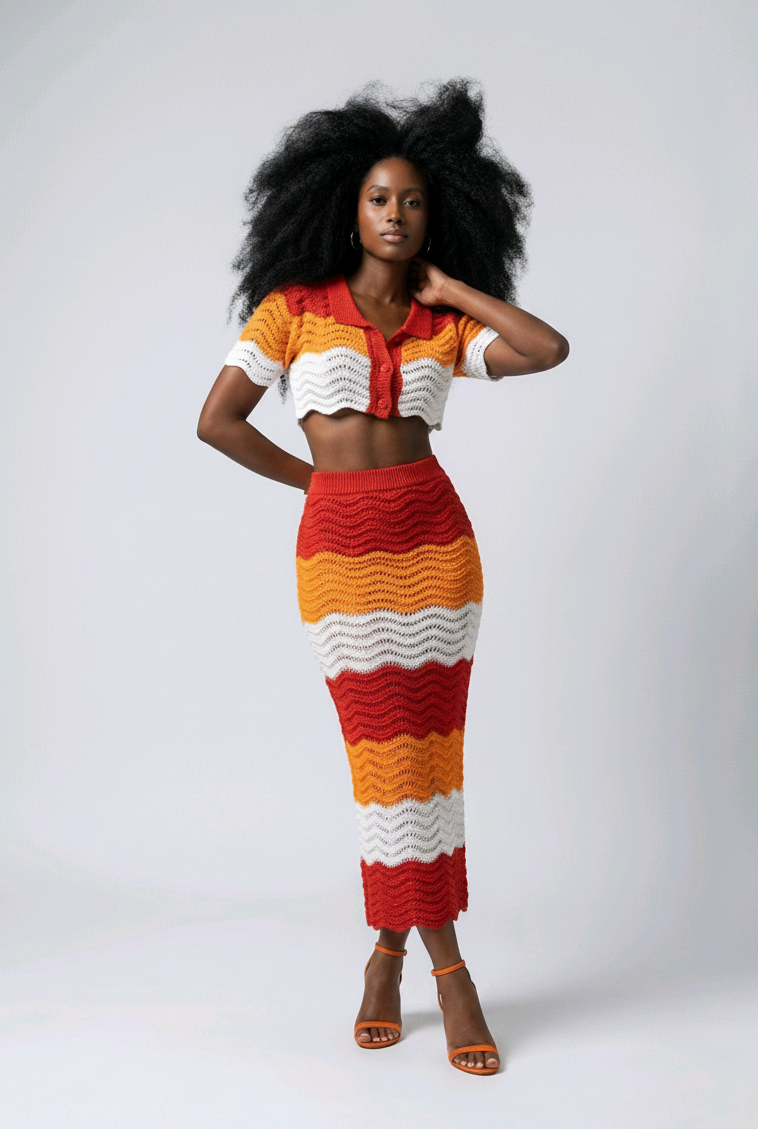 Sorbet Swirl Skirt Set - Red