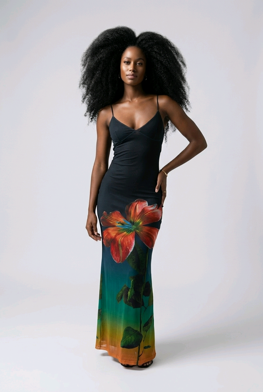 Ombre Floral Maxi Dress