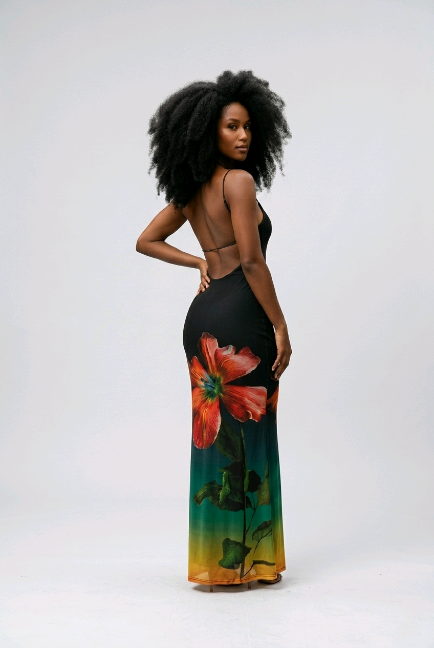 Ombre Floral Maxi Dress