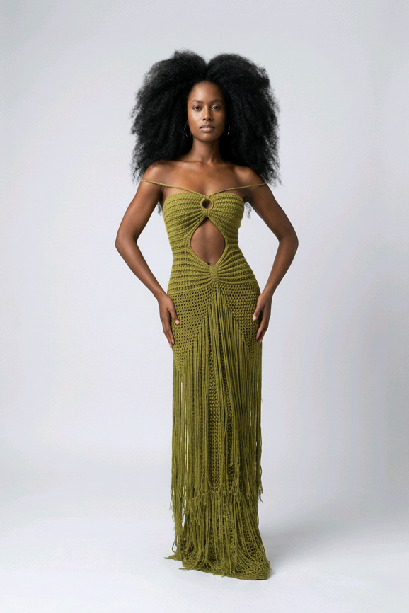 Maria Crochet Fringe Dress