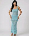 Aqua Breeze Crochet Maxi Dress