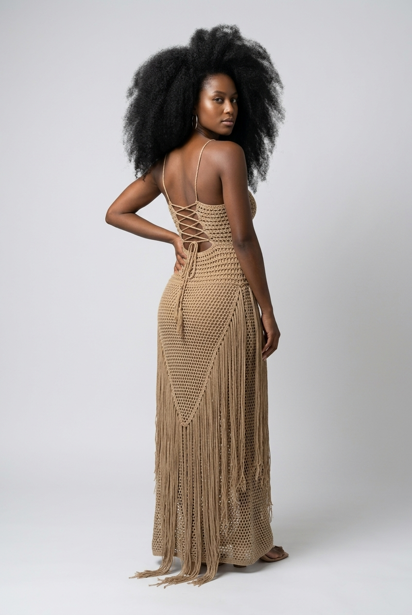 Maria Crochet Fringe Dress